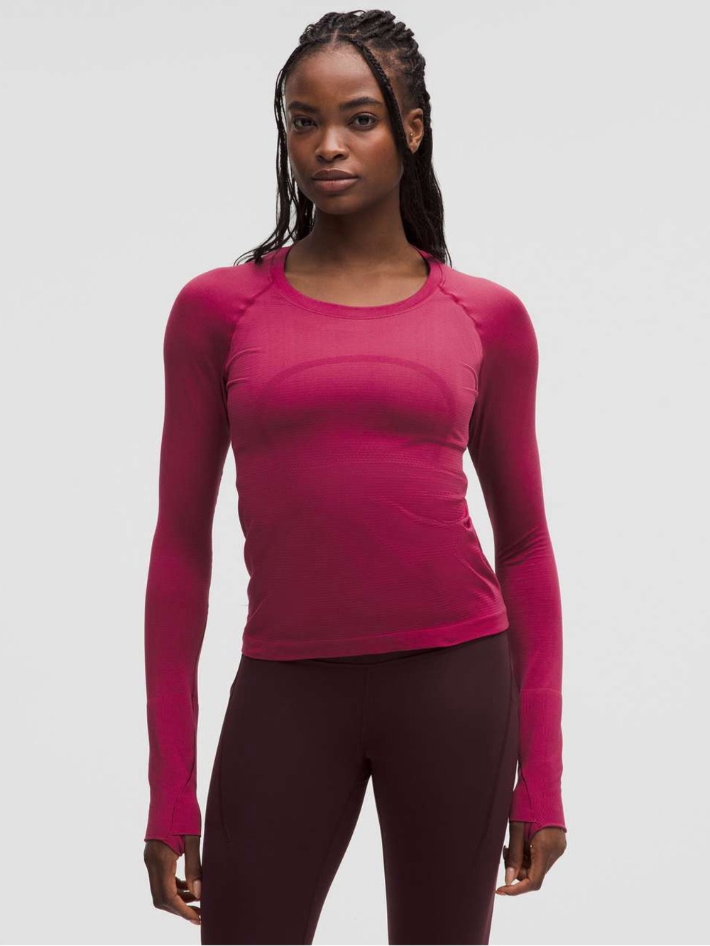 Lululemon Swiftly Tech Long-Sleeve Shirt 2.0 Waist Length Magenta Smoke Size 12
